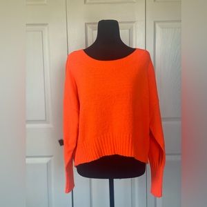 Express Crop Neon Orange Sweater Size Small